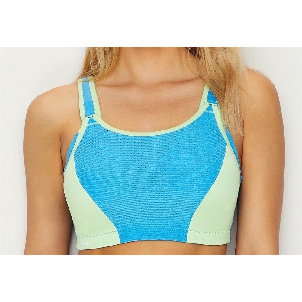Glamorise High Impact Sports Bra Blue Lime Green 1166 36B
